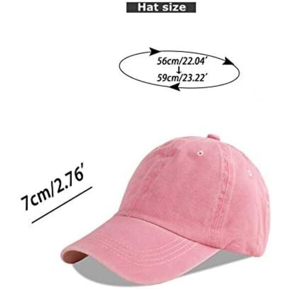Unisex Washed-pink + White Baseball Cap Cotton Fits Washed Denim Adjustable Hat - Picture 4 of 6